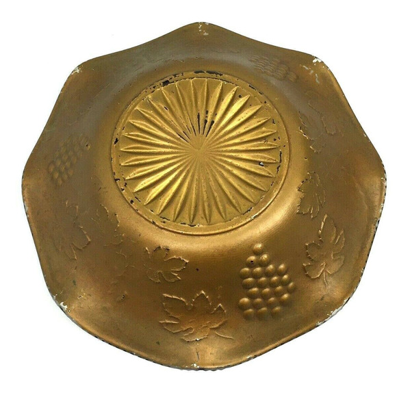 Vintage Goofus Bowl Grape Leaf Center Star Scallop Edge Centerpiece Decor - Picture 4 of 8